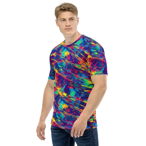 Spectrum Streaks on a Men's Crew Neck T-Shirt