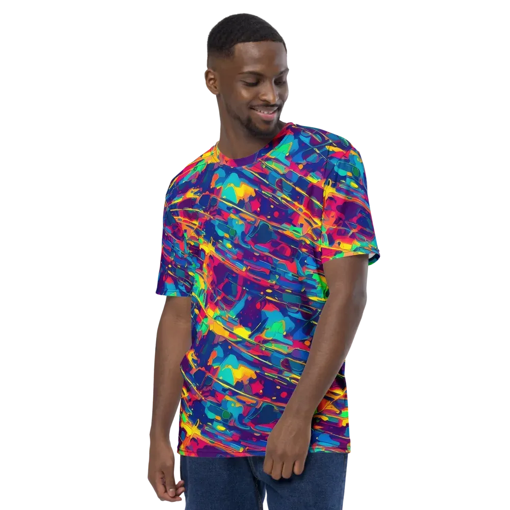 Spectrum Streaks on Men's Crew Neck T-Shirt — Left