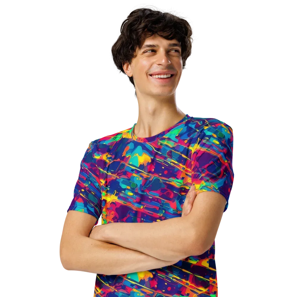 Spectrum Streaks on Men's Crew Neck T-Shirt — Left Front