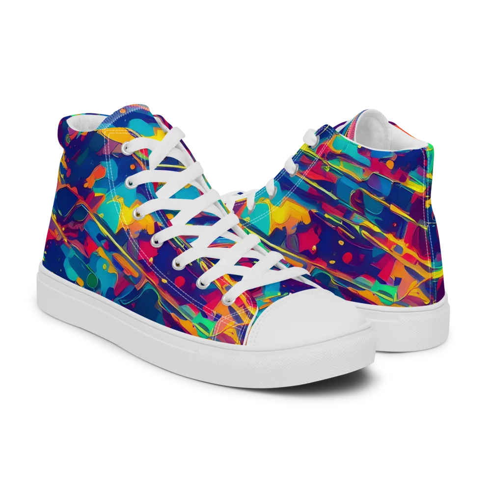 Spectrum Streaks on Men's High Top Canvas Shoes — Right