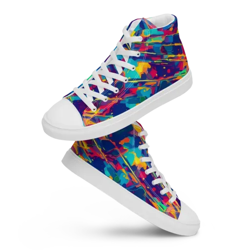 Spectrum Streaks on a Men's High Top Canvas Shoes