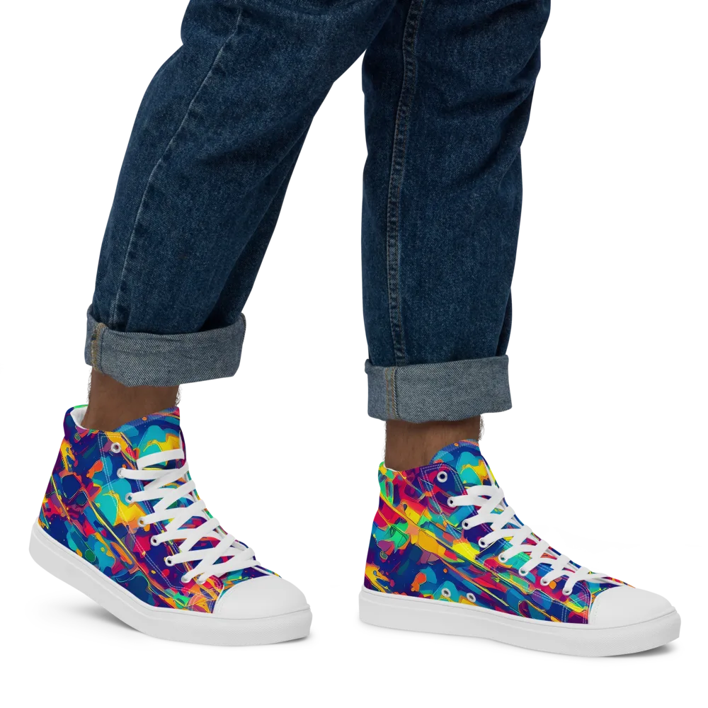Spectrum Streaks on Men's High Top Canvas Shoes — Right