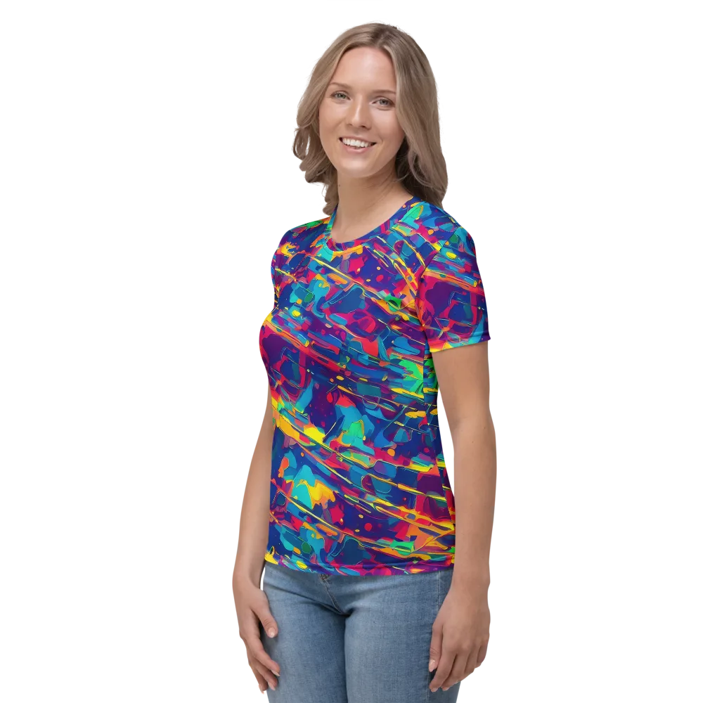 Spectrum Streaks on Women's Crew Neck T-Shirt — Left