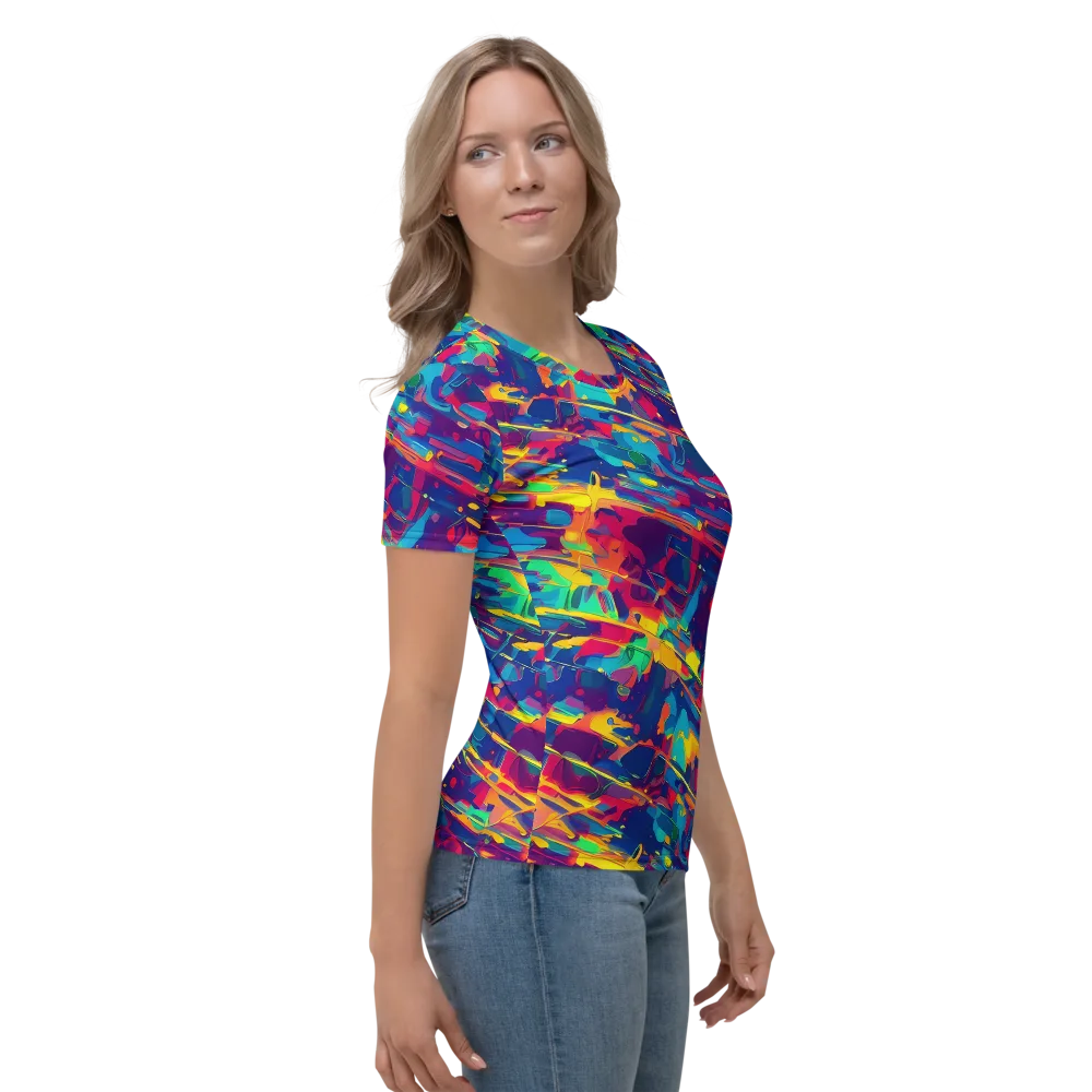 Spectrum Streaks on Women's Crew Neck T-Shirt — Right
