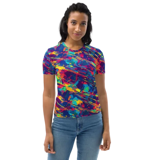 Spectrum Streaks on a Women's Crew Neck T-Shirt