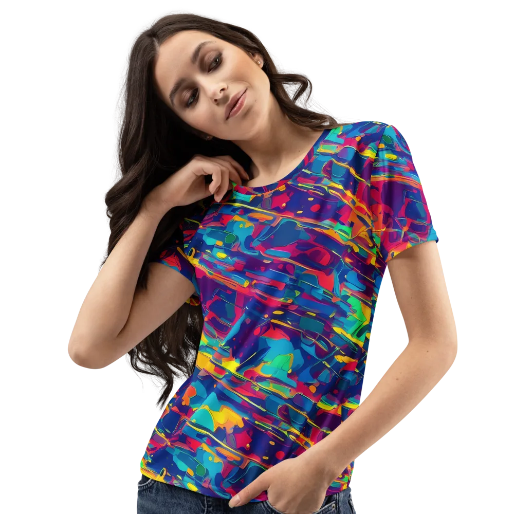 Spectrum Streaks on Women's Crew Neck T-Shirt — Left Front