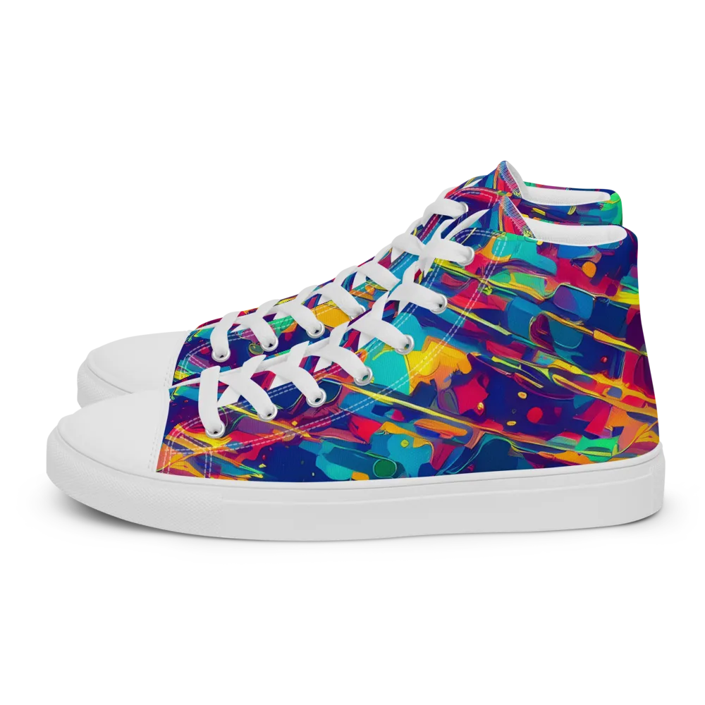 Spectrum Streaks on Women's High Top Canvas Shoes — Left