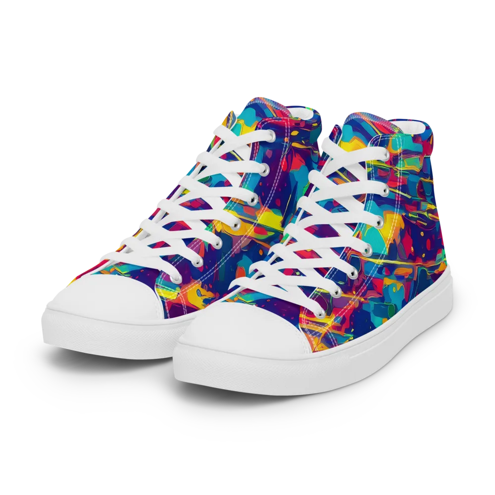 Spectrum Streaks on Women's High Top Canvas Shoes — Left Front