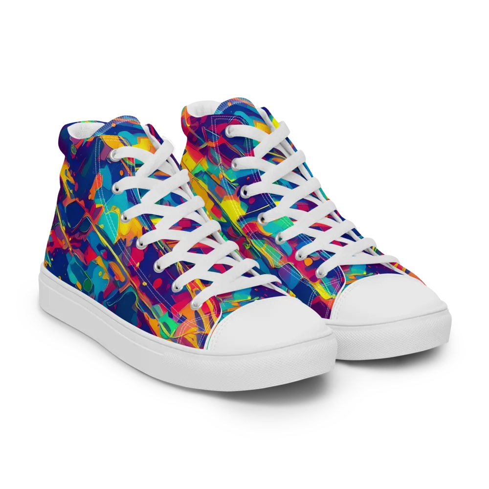 Spectrum Streaks on Women's High Top Canvas Shoes — Right Front