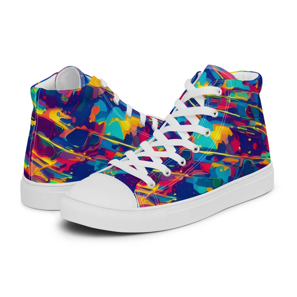 Spectrum Streaks on Women's High Top Canvas Shoes — Left