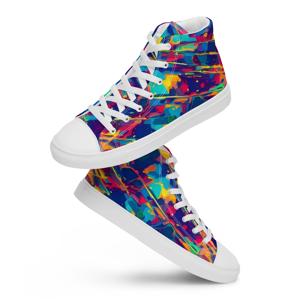 Spectrum Streaks on Women's High Top Canvas Shoes — Front