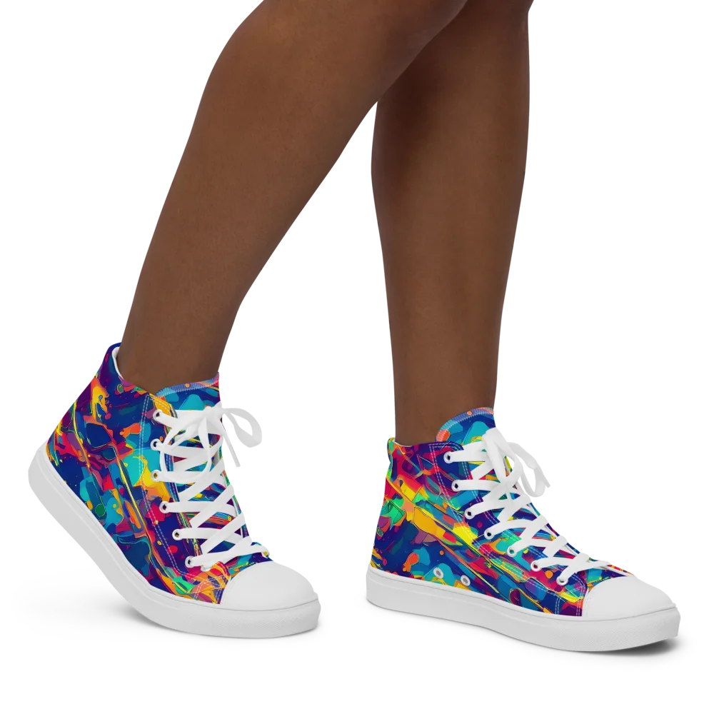 Spectrum Streaks on Women's High Top Canvas Shoes — Right
