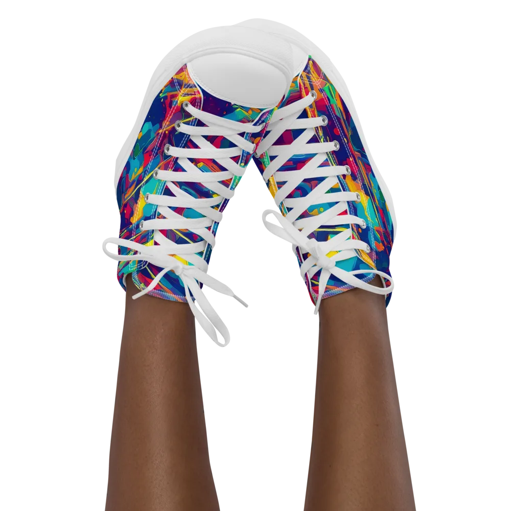 Spectrum Streaks on Women's High Top Canvas Shoes — Front