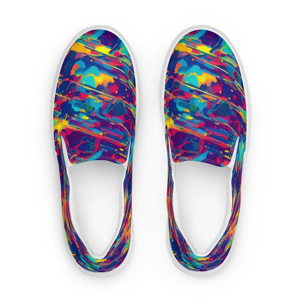 Spectrum Streaks on Men's Slip-On Canvas Shoes — Front