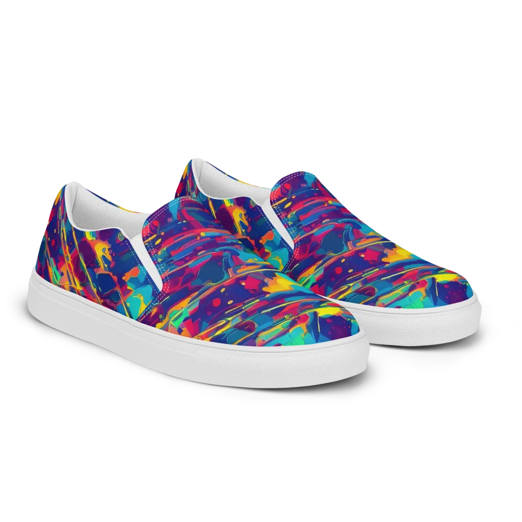 Spectrum Streaks on Men's Slip-On Canvas Shoes — Right Front