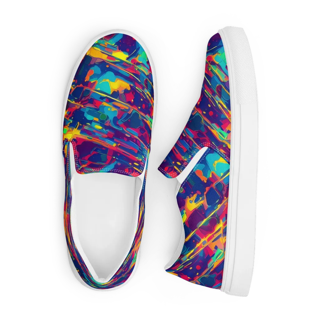 Spectrum Streaks on Men's Slip-On Canvas Shoes — Front