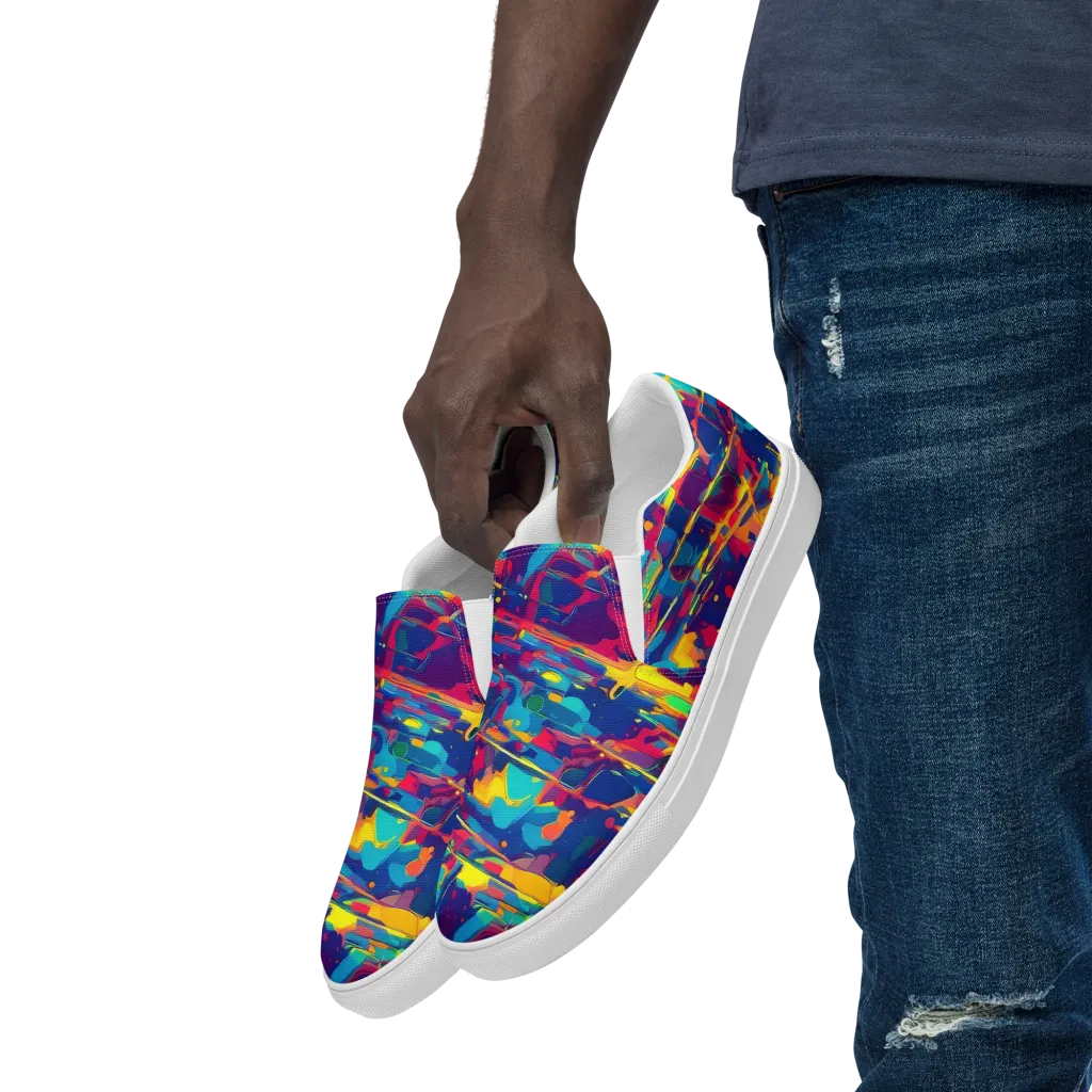 Spectrum Streaks on Men's Slip-On Canvas Shoes — Left Front