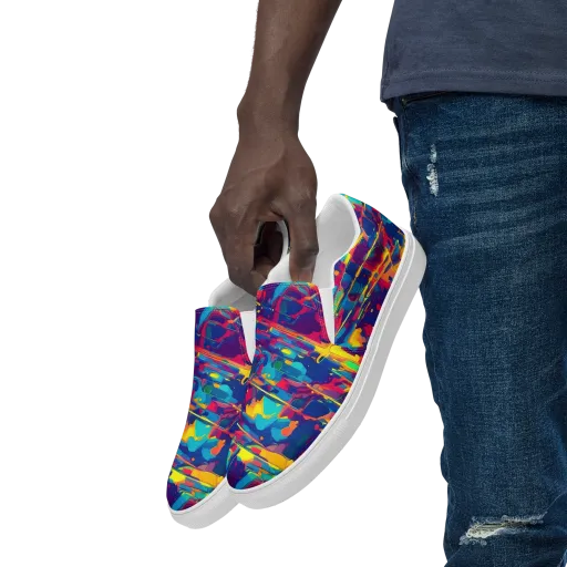 Spectrum Streaks on a Men's Slip-On Canvas Shoes