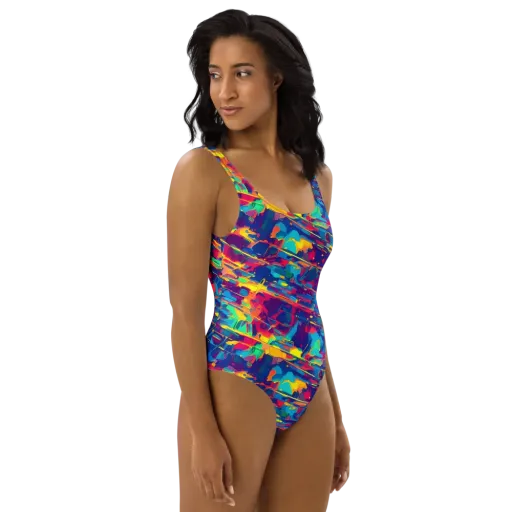 Spectrum Streaks on a One-Piece Swimsuit