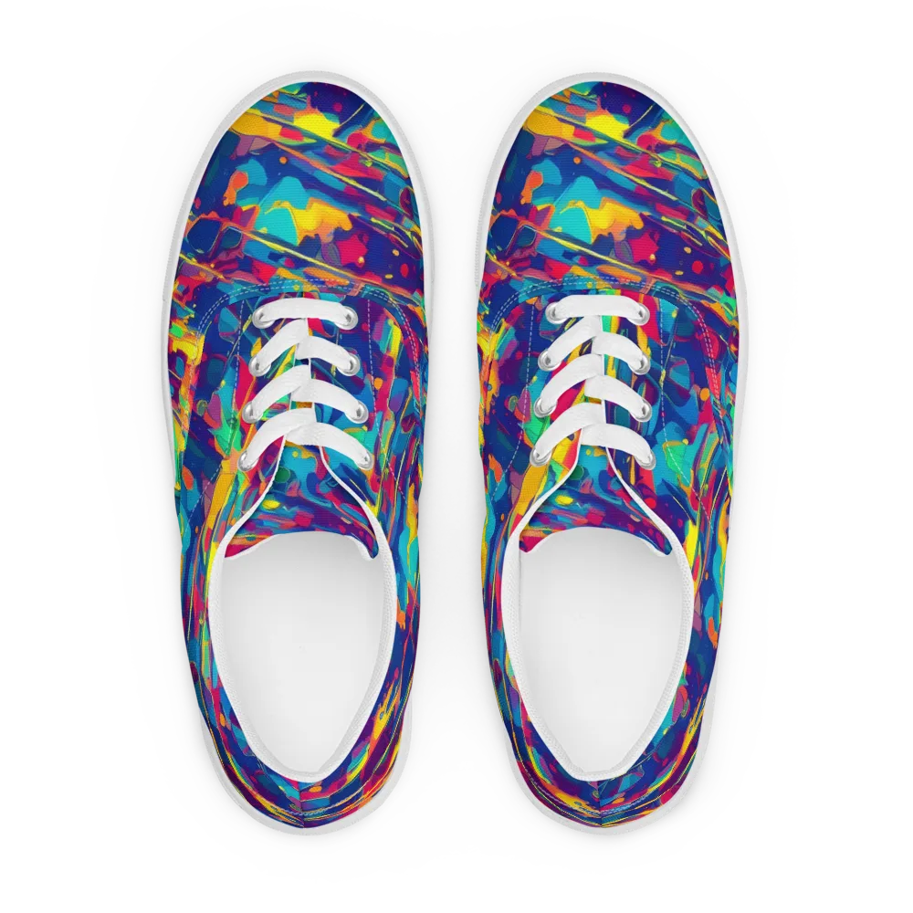 Spectrum Streaks on Men's Lace-Up Canvas Shoes — Front
