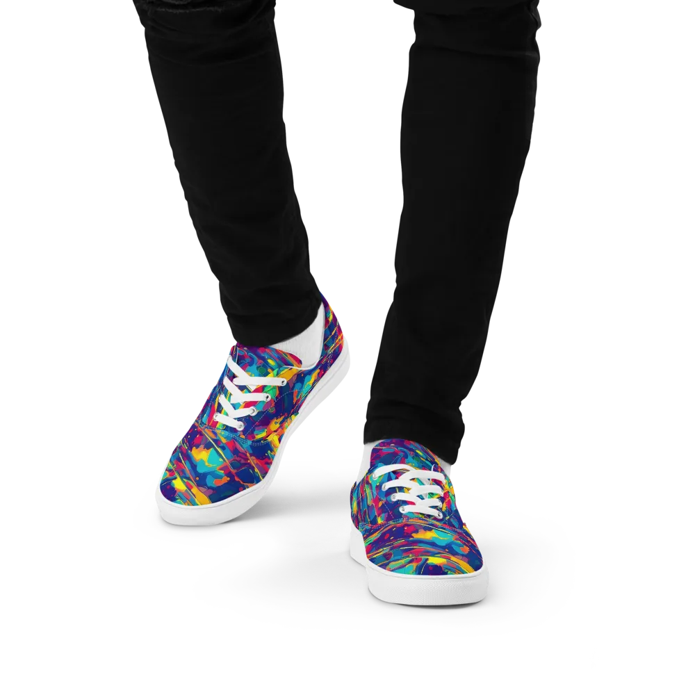 Spectrum Streaks on Men's Lace-Up Canvas Shoes — Front