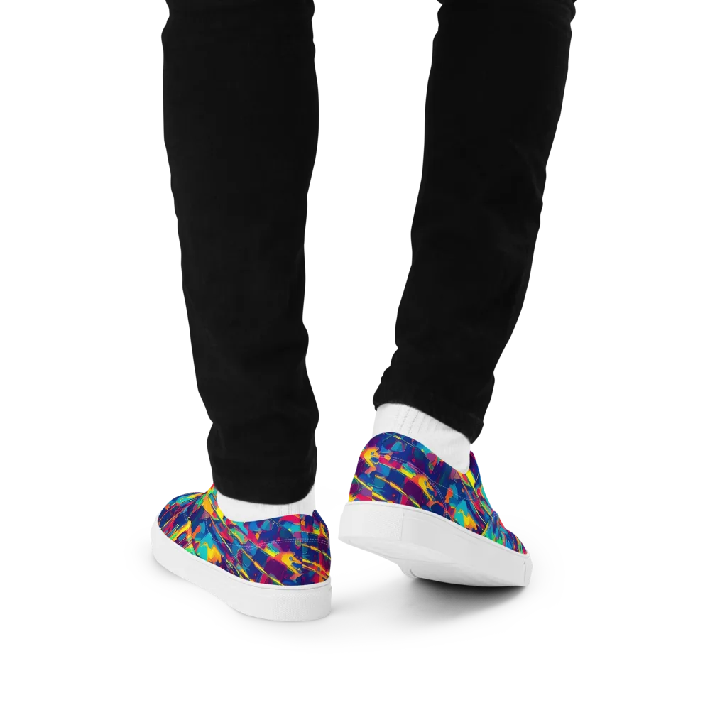 Spectrum Streaks on Men's Lace-Up Canvas Shoes — Back