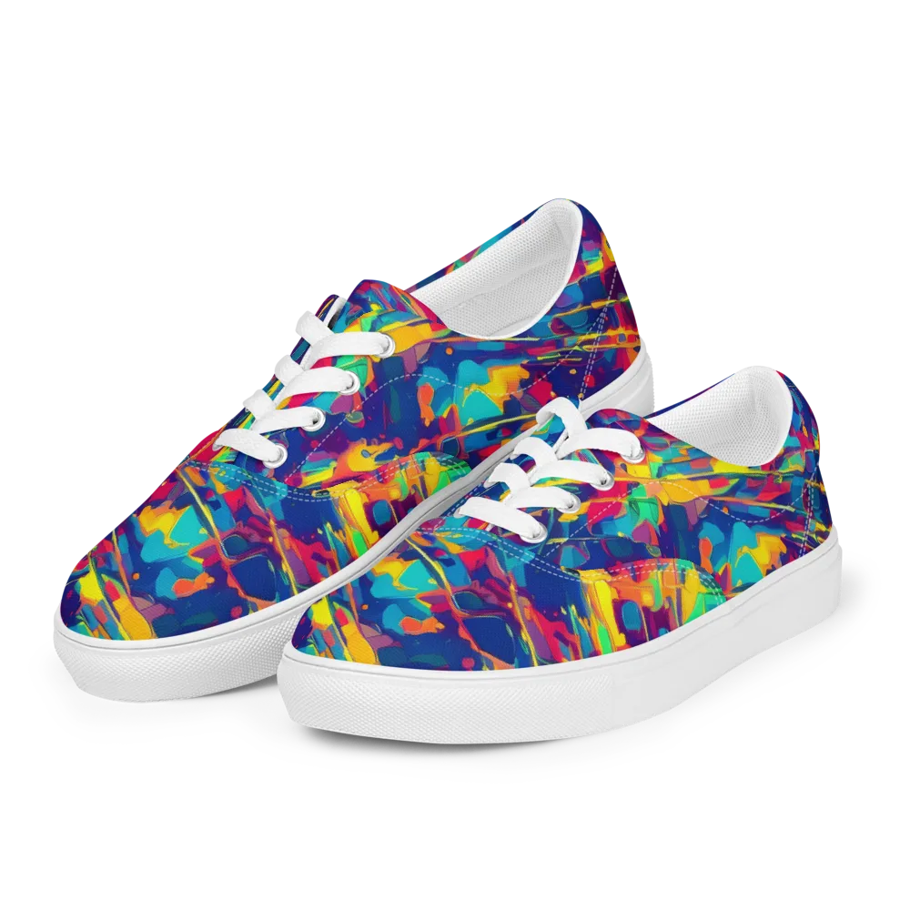 Spectrum Streaks on Men's Lace-Up Canvas Shoes — Left Front