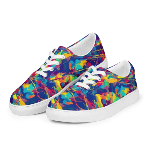 Spectrum Streaks on a Men's Lace-Up Canvas Shoes