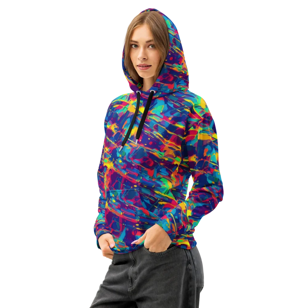 Spectrum Streaks on Cotton Hoodie — Left Front