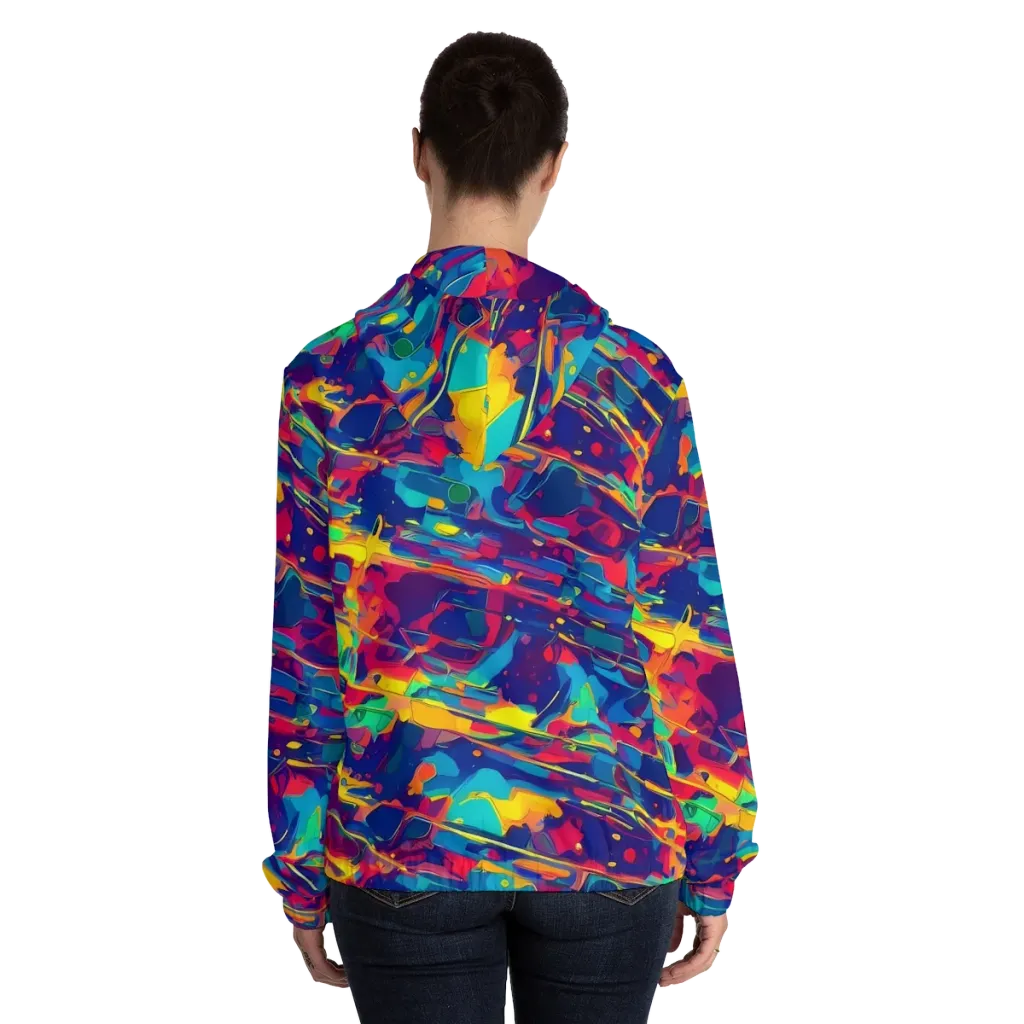Spectrum Streaks on Women's Full-Zip Hoodie — Back On Person