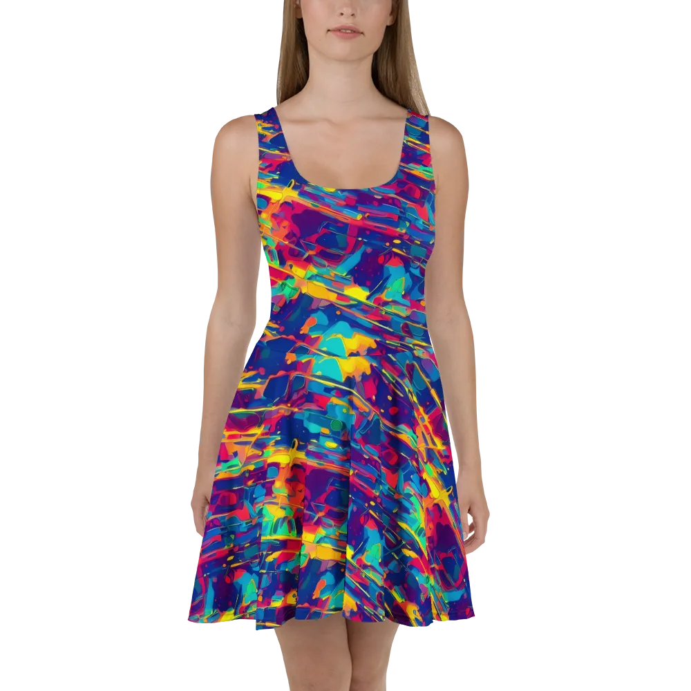 Spectrum Streaks on Skater Dress — Front