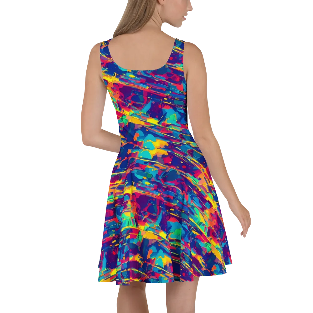 Spectrum Streaks on Skater Dress — Back
