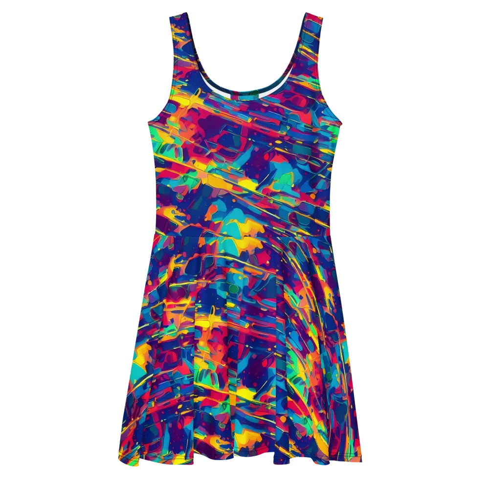 Spectrum Streaks on Skater Dress — Front