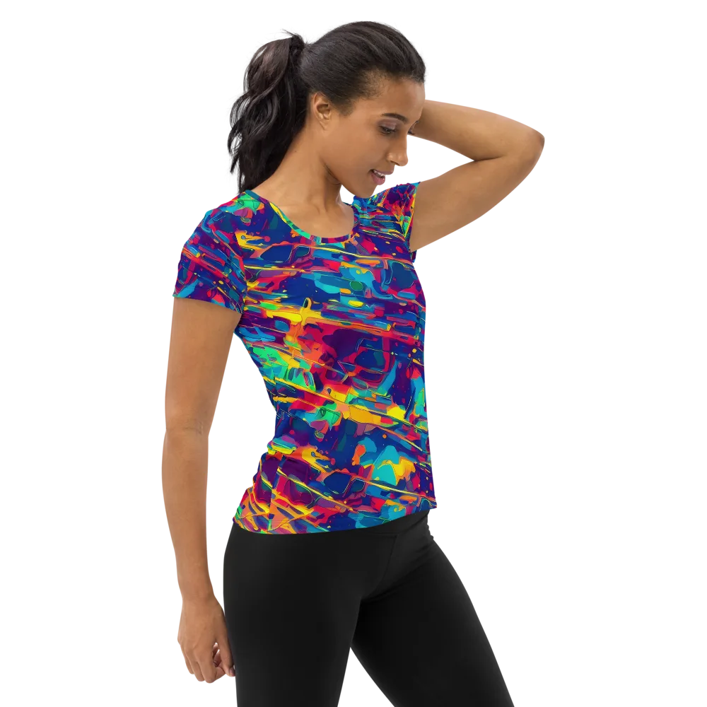 Spectrum Streaks on Women's Athletic T-Shirt — Right