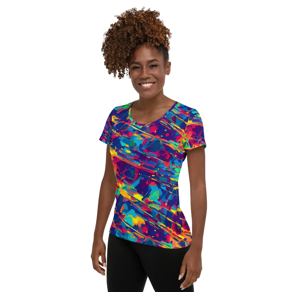 Spectrum Streaks on Women's Athletic T-Shirt — Left