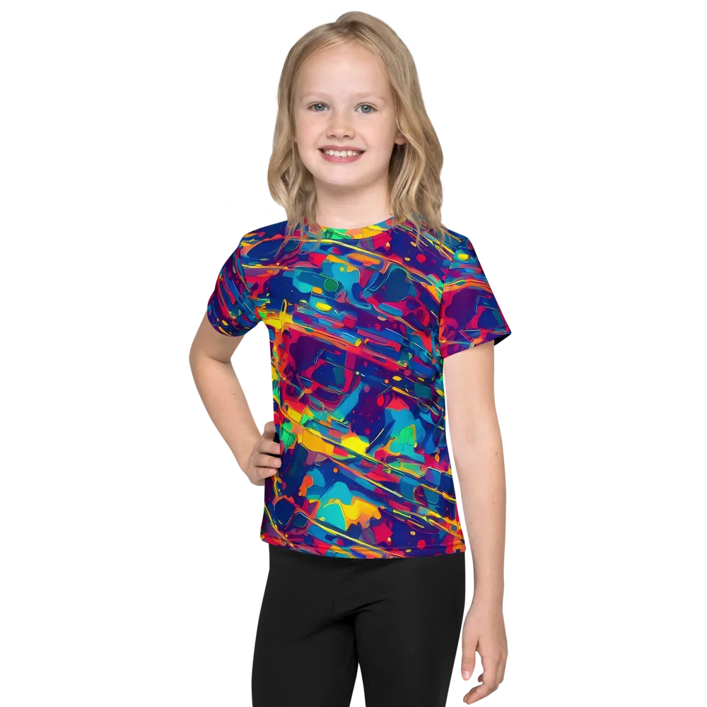 Spectrum Streaks on Kids Crew Neck T-Shirt — Front
