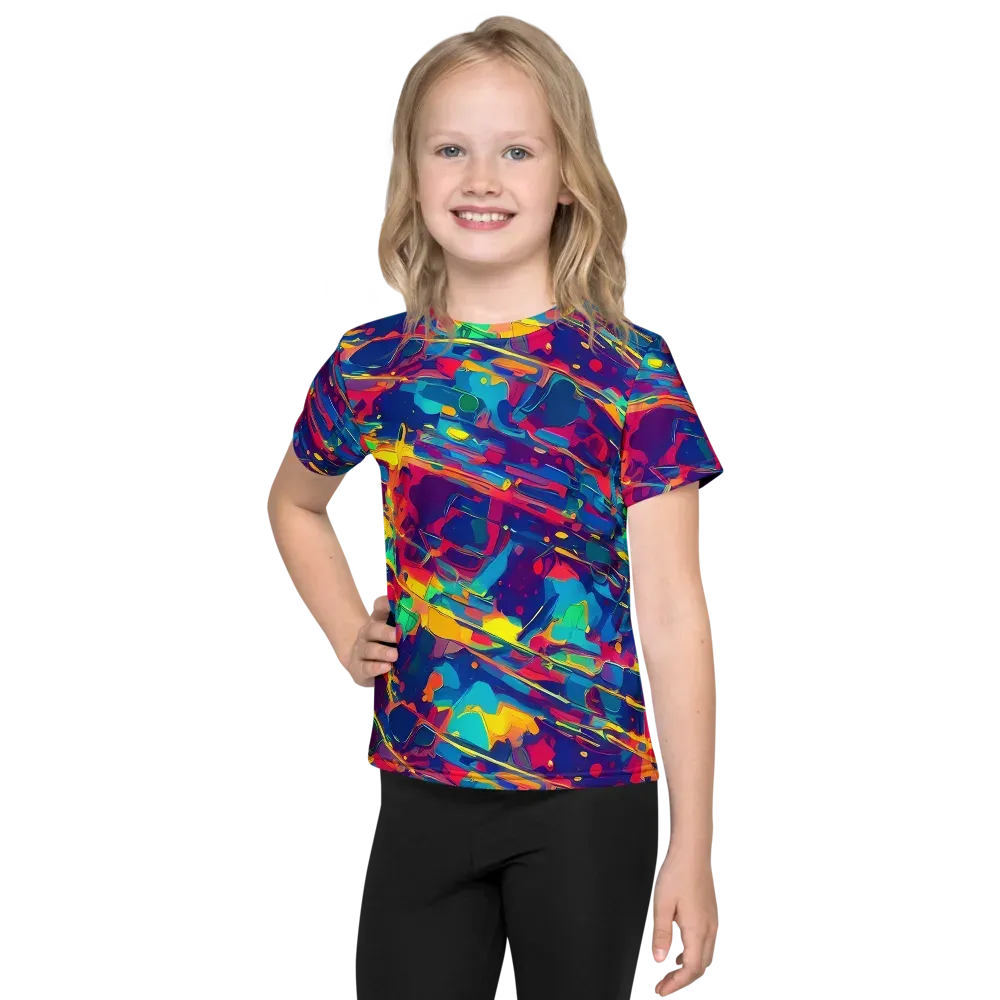 Spectrum Streaks on Kids Crew Neck T-Shirt — Front