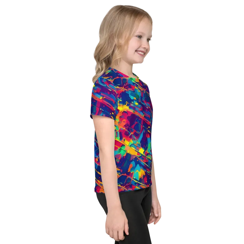 Spectrum Streaks on Kids Crew Neck T-Shirt — Right