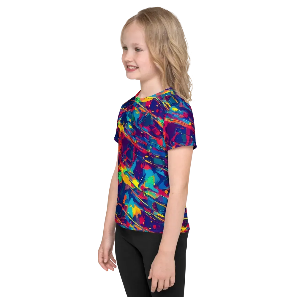 Spectrum Streaks on Kids Crew Neck T-Shirt — Left