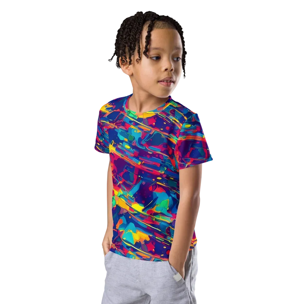 Spectrum Streaks on Kids Crew Neck T-Shirt — Left Front