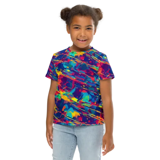 Spectrum Streaks on a Kids Crew Neck T-Shirt