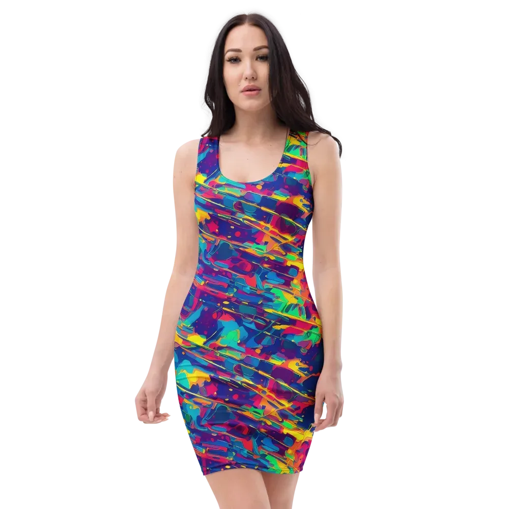 Spectrum Streaks on Bodycon Dress — Front