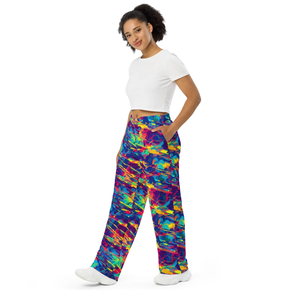 Spectrum Streaks on Wide-Leg Pants — Left Front