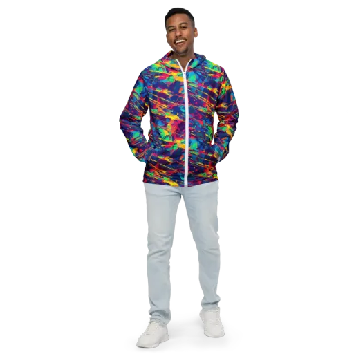 Spectrum Streaks on a Men's Windbreaker