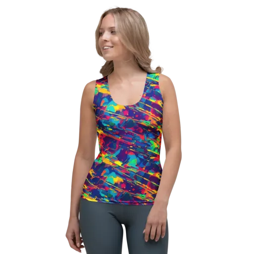 Spectrum Streaks on a Women's Tank Top