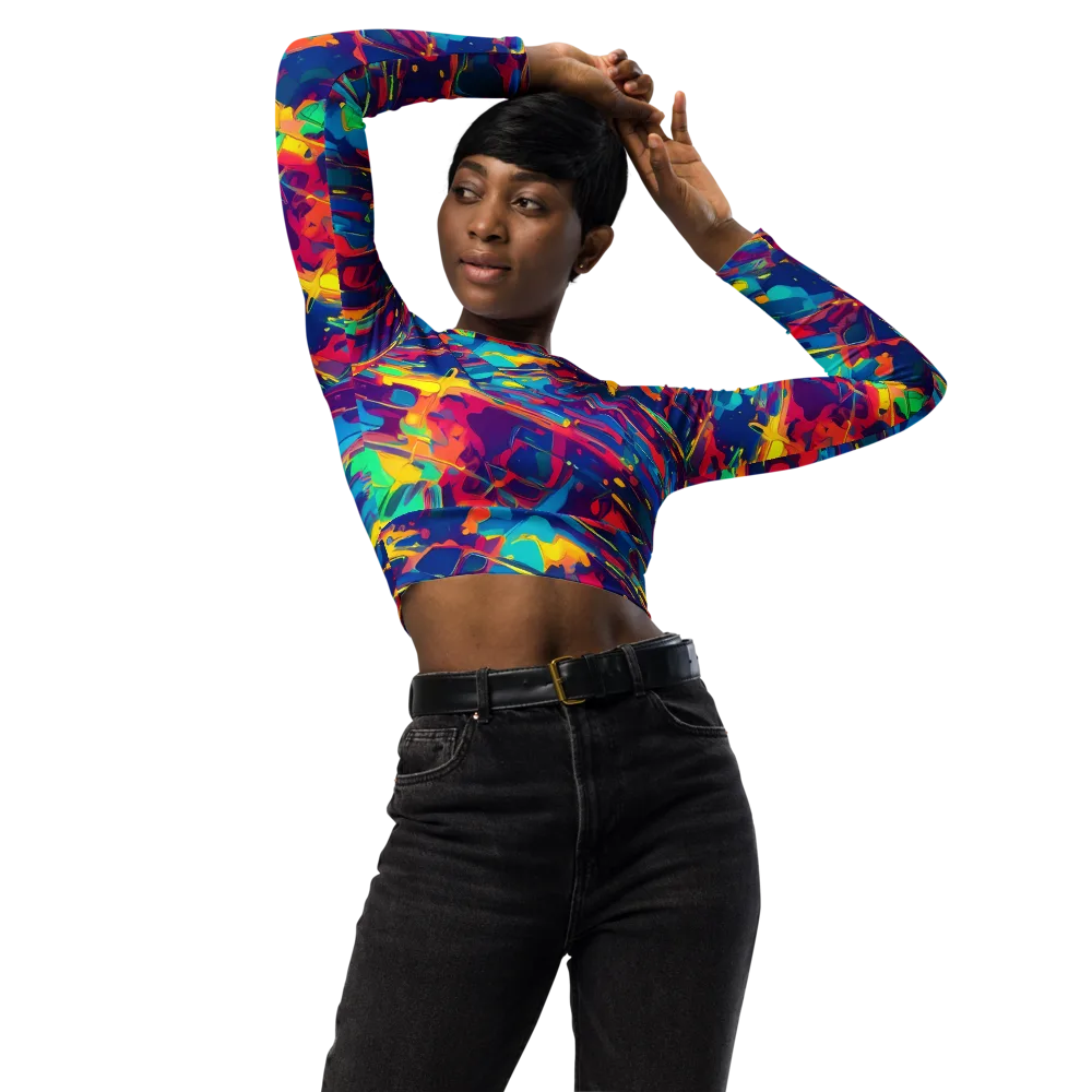 Spectrum Streaks on Long Sleeve Crop Top — Front