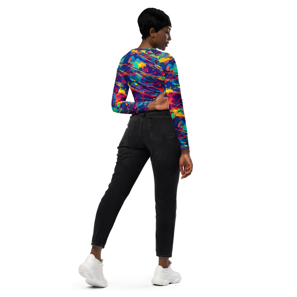 Spectrum Streaks on Long Sleeve Crop Top — Right Back