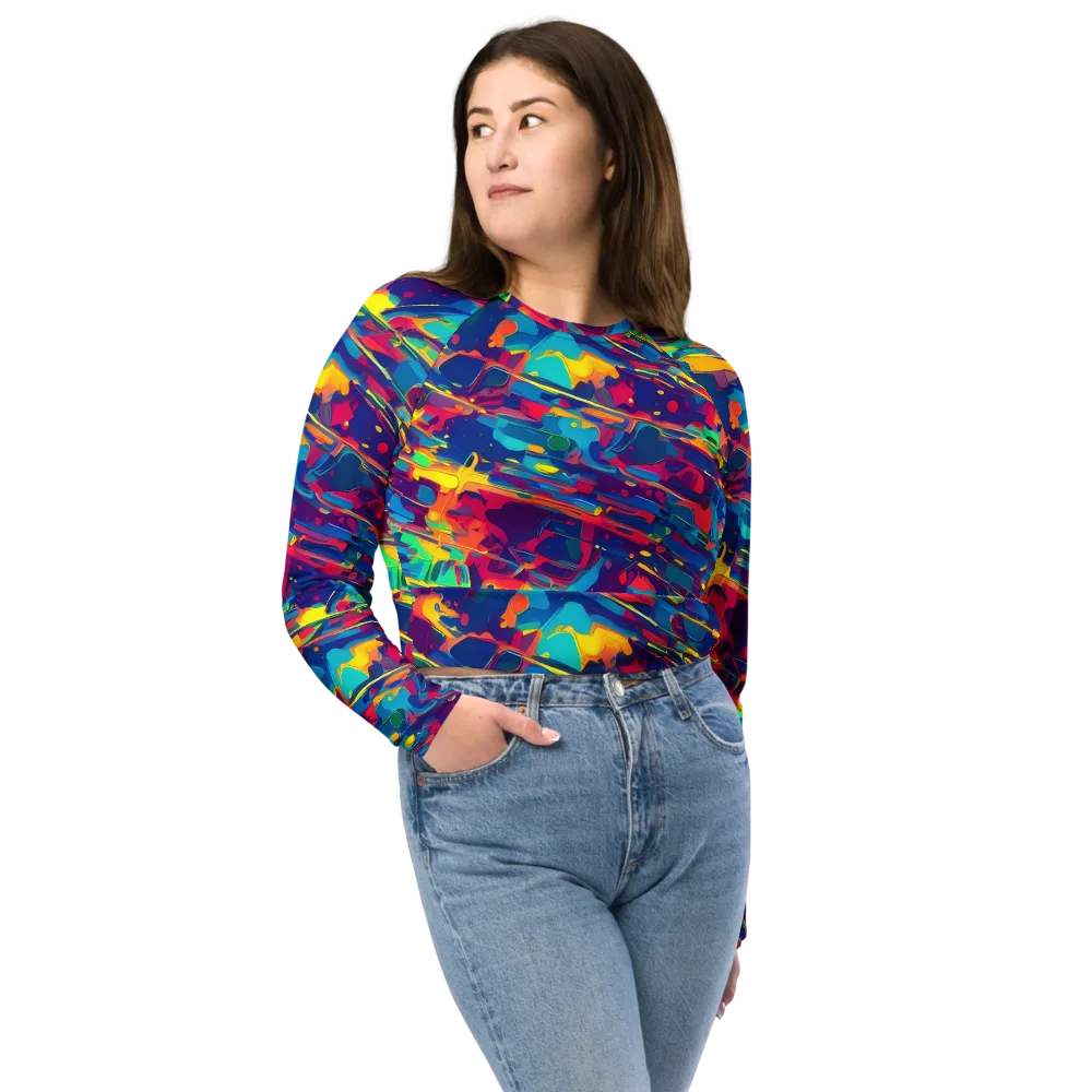 Spectrum Streaks on Long Sleeve Crop Top — Front