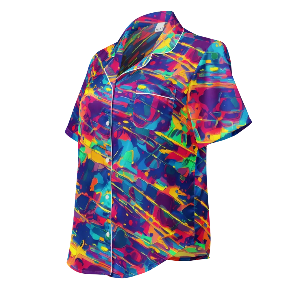 Spectrum Streaks on Women's Short Sleeve Pajama Top — Left Front