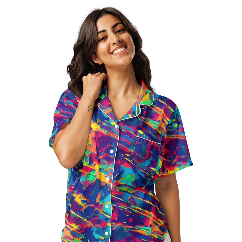 Spectrum Streaks on Women's Short Sleeve Pajama Top — Front
